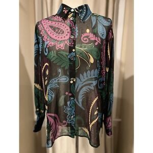 Zara Women's Blouse Xs Paisley Pattern NWT Msrp $49.90